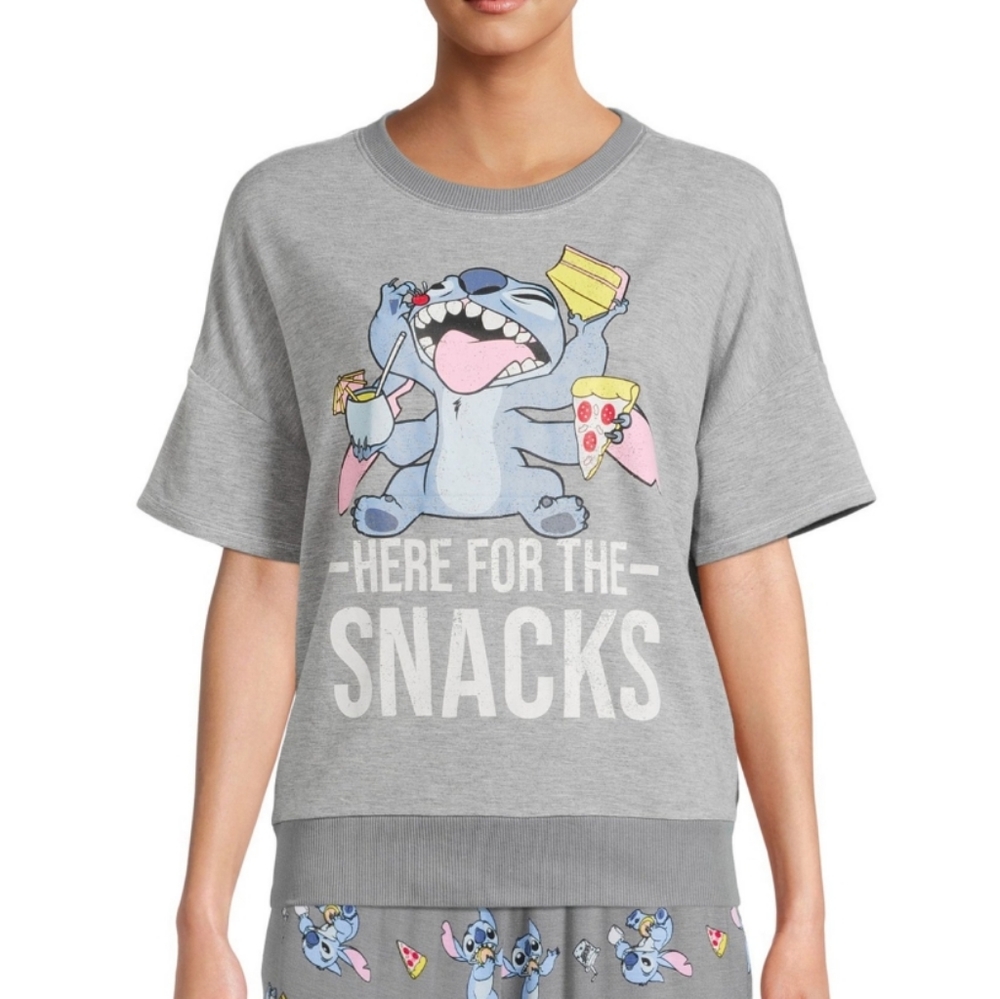 Disney Plus Size Stitch Top Shirt Sleep Lounge Comfy Here for the snacks Cute